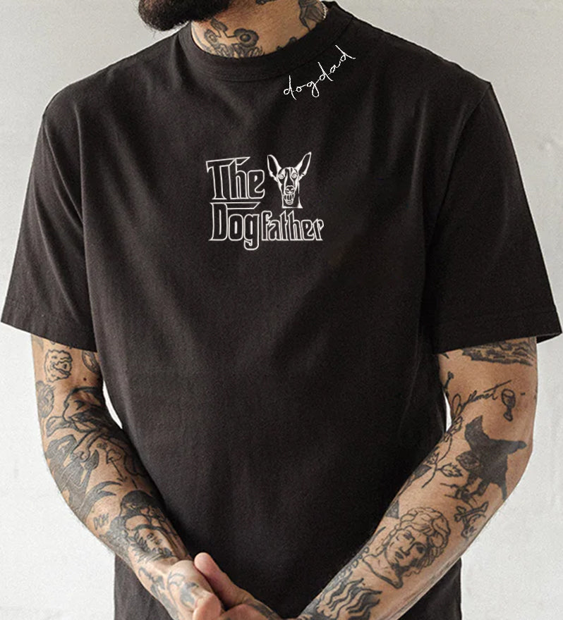 Custom Italian Greyhound Dog Dad Shirt Embroidered Collar, Personalized The DogFather Shirt Italian Greyhound, Best Gifts For Greyhound Lovers