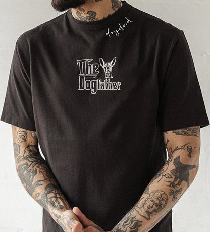 Custom Italian Greyhound Dog Dad Shirt Embroidered Collar, Personalized The DogFather Shirt Italian Greyhound, Best Gifts For Greyhound Lovers