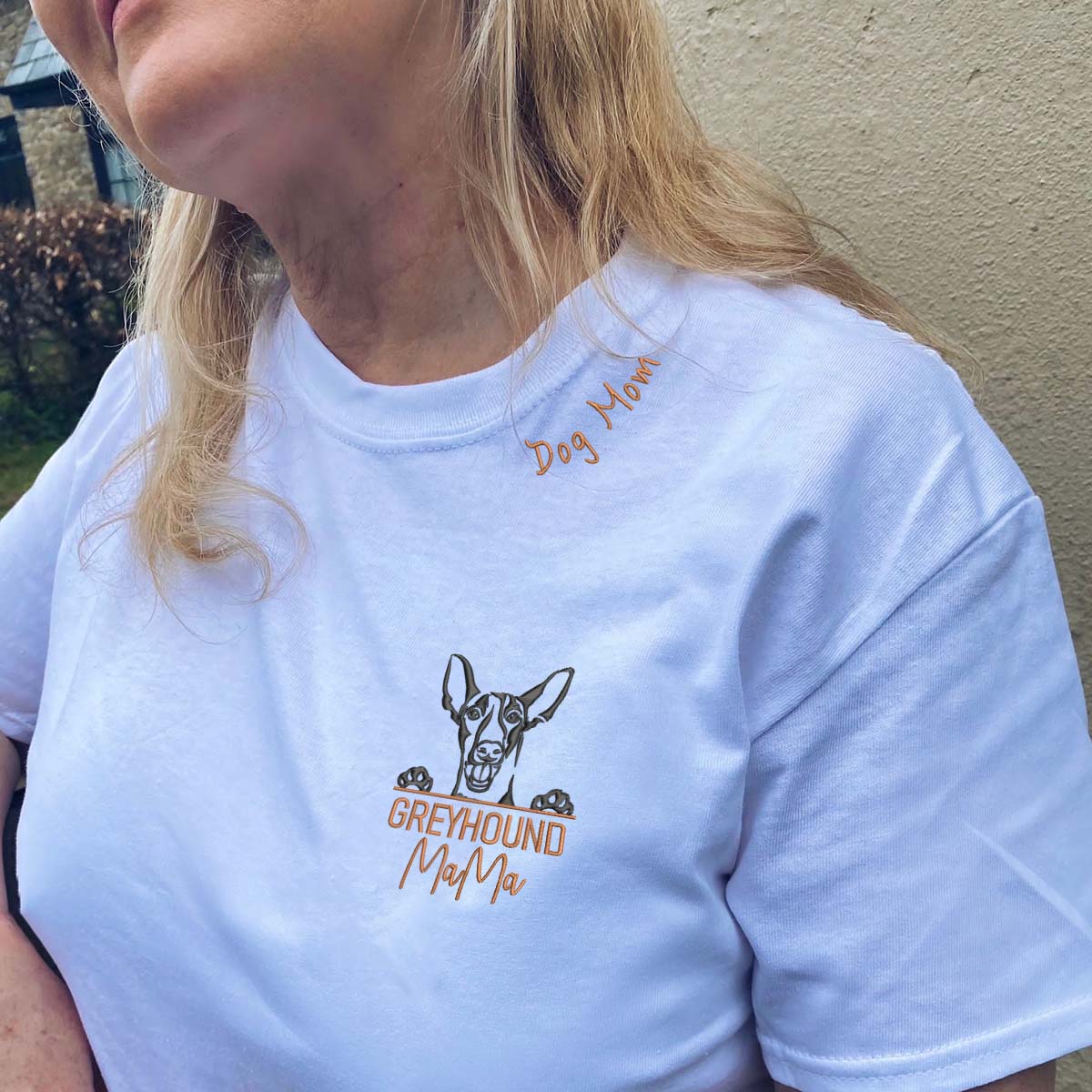 Custom Italian Greyhound Dog Mama Shirt Embroidered Collar, Personalized Shirt with Dog Name, Best Gifts For Greyhound Lovers