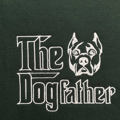 Custom Pitbull Dog Dad Shirt, Personalized The DogFather Shirt Pitbull with Embroidered Collar, Best Gifts for Pitbull Lovers
