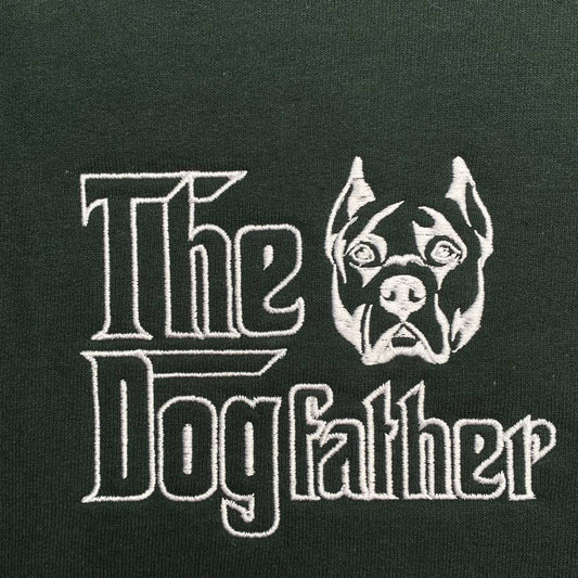 Custom Pitbull Dog Dad Shirt, Personalized The DogFather Shirt Pitbull with Embroidered Collar, Best Gifts for Pitbull Lovers
