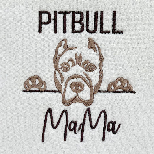 Custom Pitbull Dog Mama Embroidered Collar Shirt, Personalized Shirt with Dog Name, Best Gifts for Pitbull Lovers