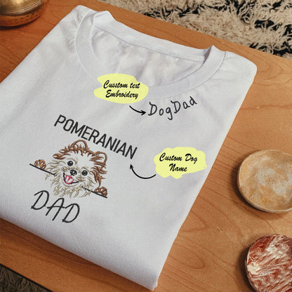 Custom Pomeranian Dog Dad Embroidered Collar Shirt, Personalized Shirt with Dog Name,  Best Gifts For Pomeranian Lovers