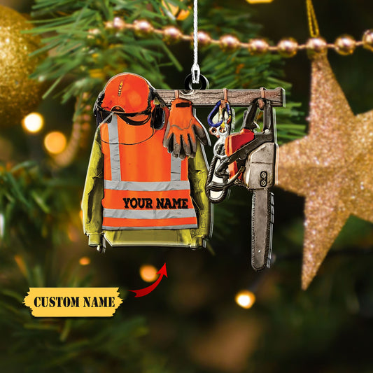 Soláthairtí Crannlann Pearsanta Ornáid Crochta, Ornáid Crochta Sliseoir Adhmaid Arborist, Ornáid Nollag, Ornáid Nollag Saincheaptha, Ornáid Nollag, Ornáid Do Bhronntanais