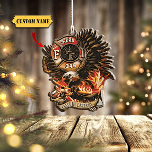 Customized Firefighter Department, Firefighter Badge Number, First In Last Out, Firefighter Eagle Ornament