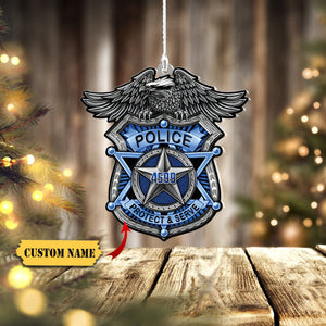 Customized Police Badge Number, Police Protect And Serve Eagle Ornament, Custom Christmas Ornament, Ornament Christmas, Ornament For Gift