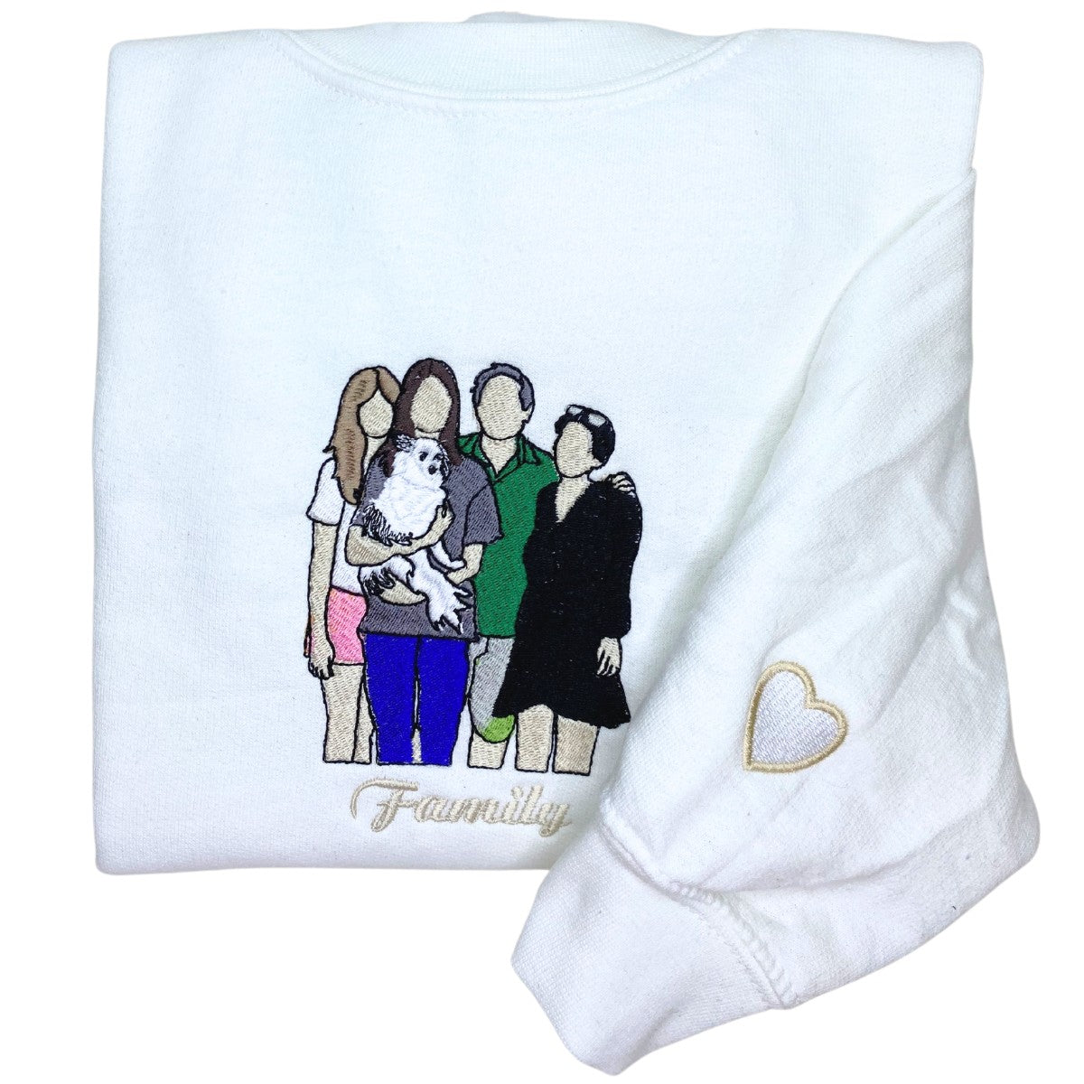 Customized Family Portrait with Picture Custom Embroidered Sweatshirt, Hoodie Personalized Family Gifts Idea