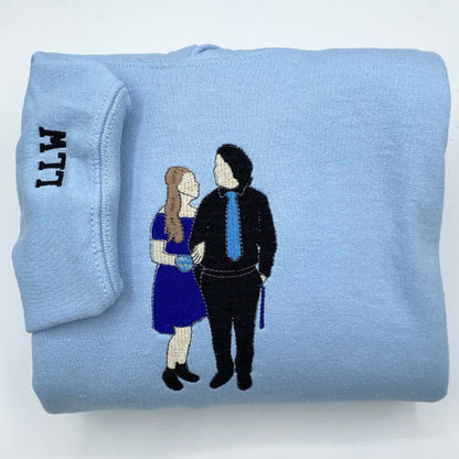 Customized Family Portrait with Picture Custom Embroidered Sweatshirt, Hoodie Personalized Family Gifts Idea