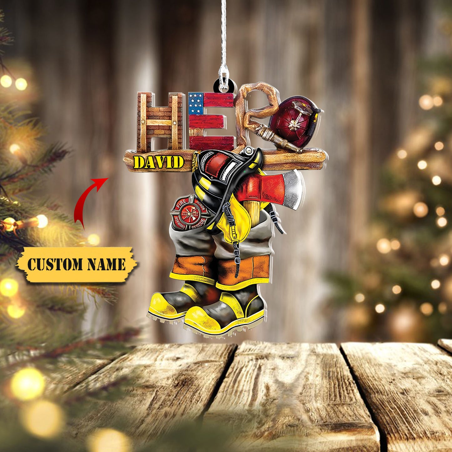 Cute Firefighter Acrylic Ornament Custom Shaped Ornament, Christmas gift, Christmas tree decorations, Ornament Christmas, Ornament Gift