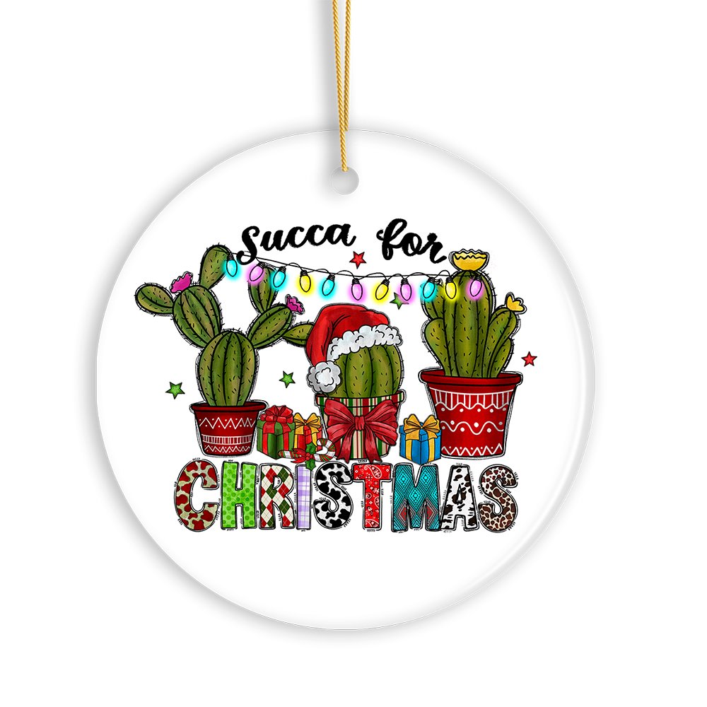 Cute Succulent Plant Themed Funny Ornament, Succa for Christmas, Cactus Garden Theme