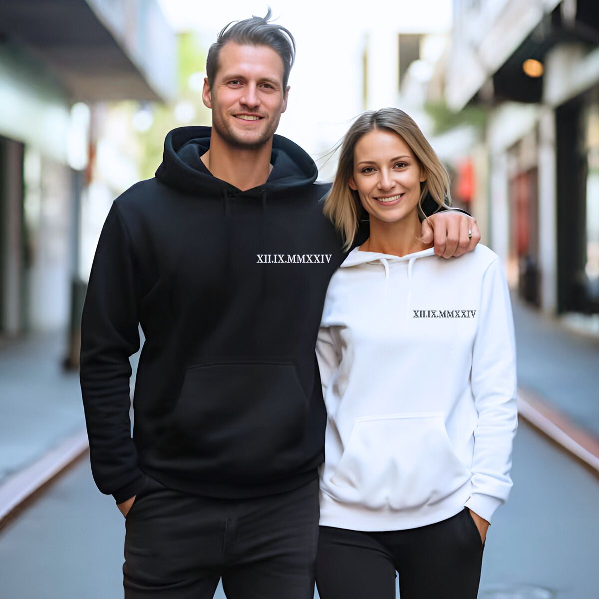 Dad Sweatshirt or Hoodie, Embroidered Gift with Father and Son Daughter Portrait Photo