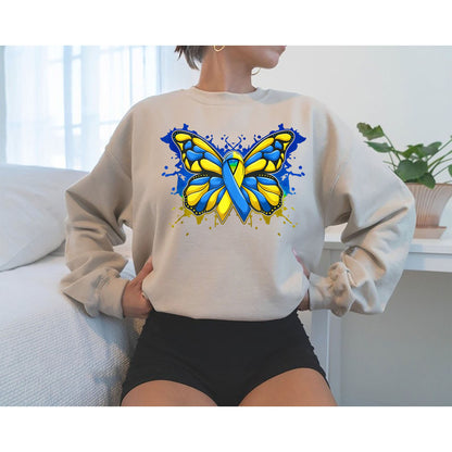 Sweatshirt Féileacán Siondróm Down, Tee Feasachta ar Shiondróm Down, Léine Siondróm Down, Siondróm Down Feasach, Bronntanas Feasachta ar Shiondróm Down