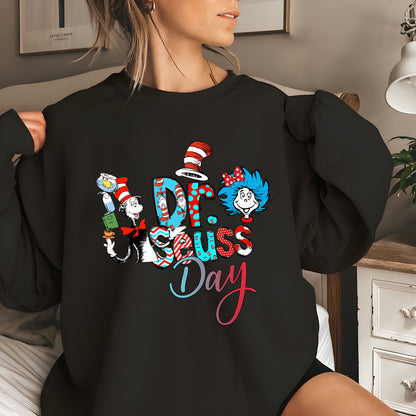 Dr. Seuss Day Shirt, Colorful Dr Seuss Sweatshirt, Read Across America Day Shirt, Cat In The Hat Tee, Kids Reading Day Shirt, Dr Seuss Week