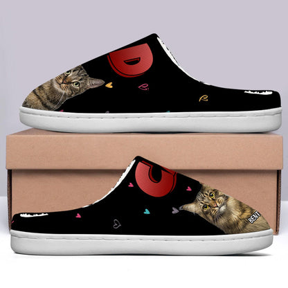 Custom Photo Cat Mom - Gift For Cat Lovers - Personalized Fluffy Slippers
