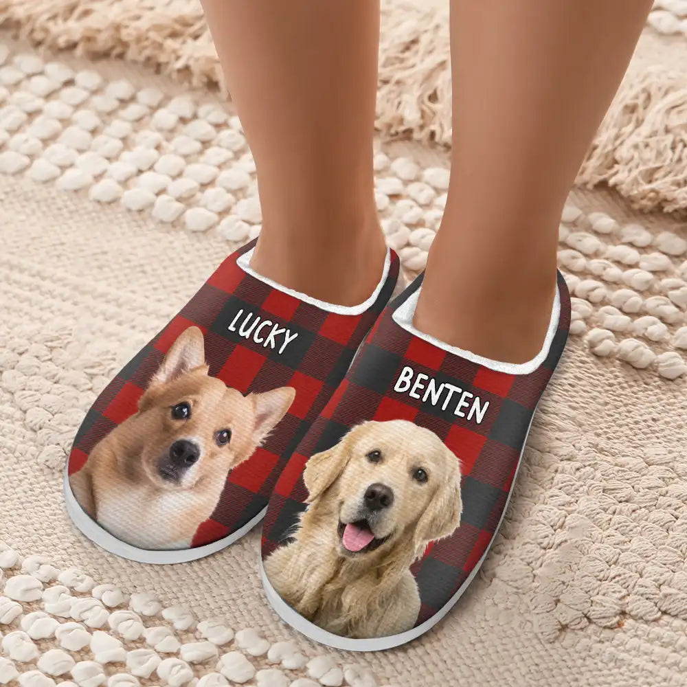 Custom Photo Pet Face - Personalized Fluffy Slippers