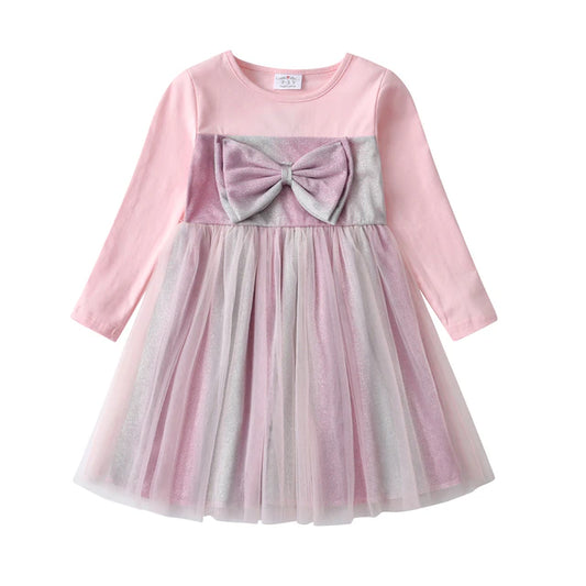 Girls Sequined Dresses Children Unicorn Print Dress Long Sleeve Birthday Party Dress Toddlers Girls Tulle Princess Dresses
