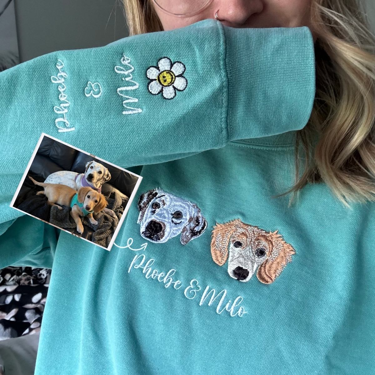 Dachshund Sweatshirt or Hoodie, Custom Embroidered Gift from Photo Name