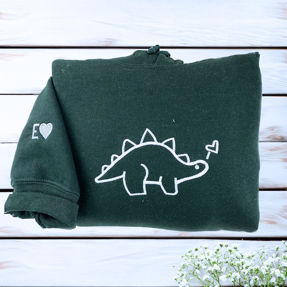 Dinosaurs Couple Sweatshirt or Hoodie, Custom Embroidered Valentines Gift for Husband Wife