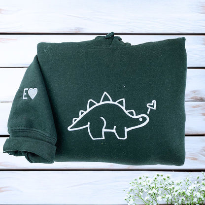 Dinosaurs Couple Sweatshirt or Hoodie, Custom Embroidered Valentines Gift for Husband Wife