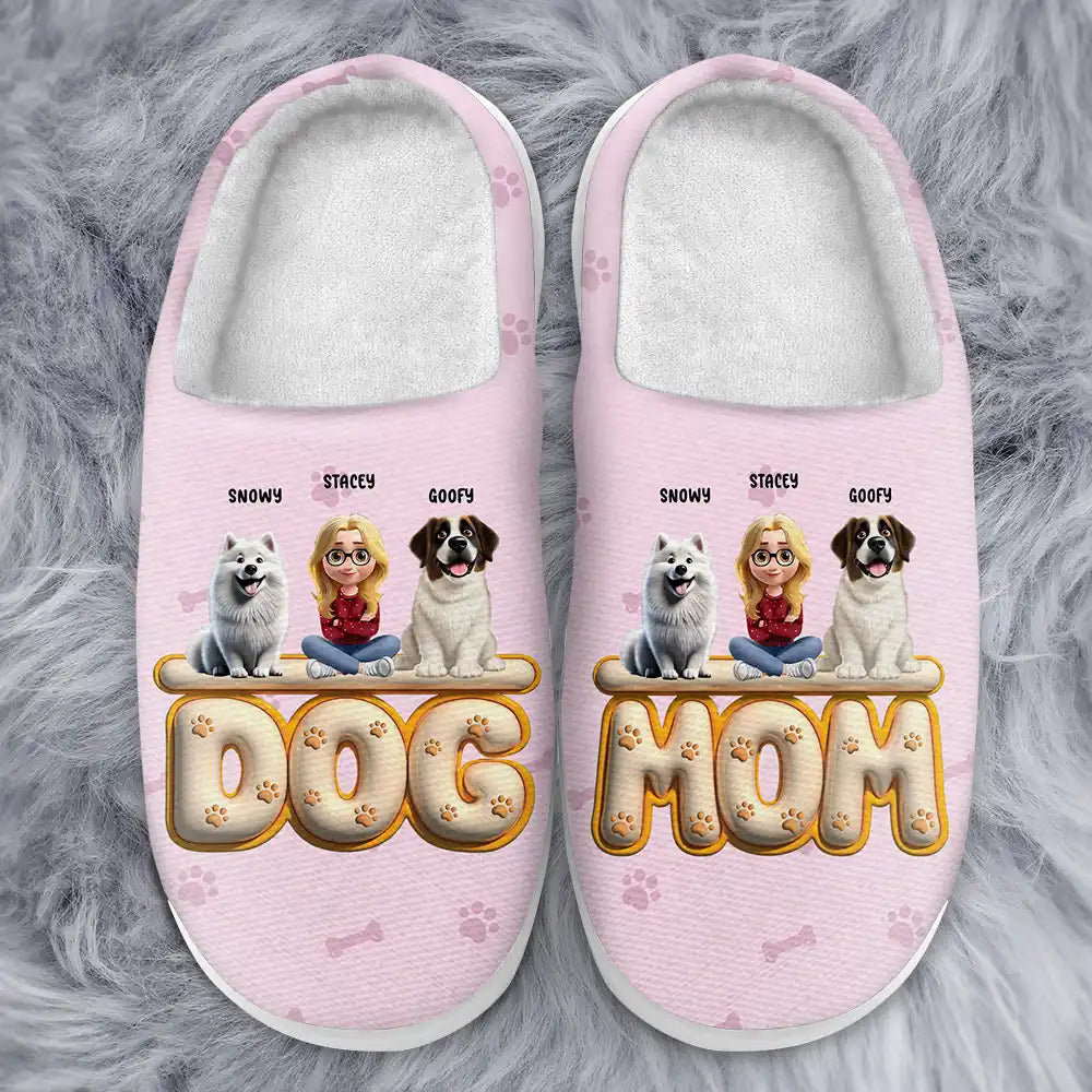Dog Mom 3D Effect - Personalized Fluffy Slippers