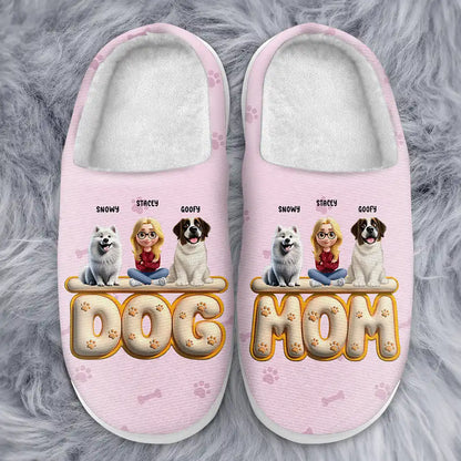 Dog Mom 3D Effect - Personalized Fluffy Slippers
