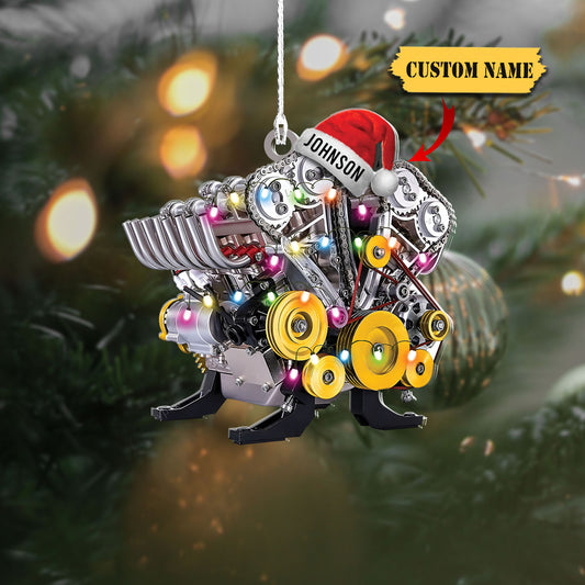 Personalized Drag Racing Hot Rod V8 Engine Different Color Custom Shape Ornament, Personalized Gift For Mechanic, Custom Christmas Ornament, Ornament Christmas, Ornament For Gift