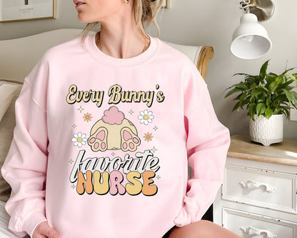 Easter Nurse Shirt, Every Bunny's Favorite Nurse Comfort Colors Sweatshirt, Easter Holiday Shirt, Cute Spring Nurse Shirt, PICU Nurse