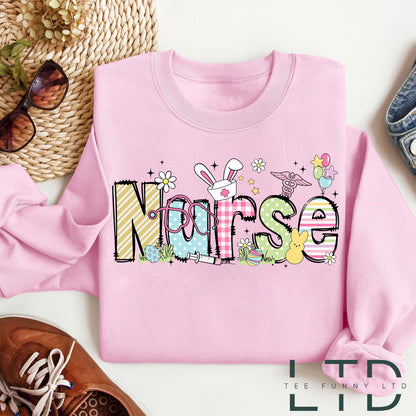 Easter Nurse Shirt, Bunny Nurse Sweatshirt, Easter Day Nurse Sweatshirts, Easter Nurse Gift, Cute Easter Sweatshirt, Funny Nurse Shirt