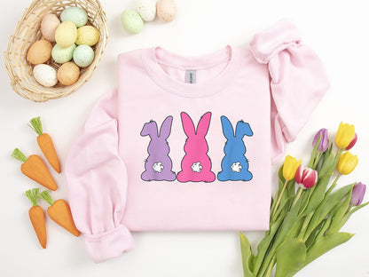 Sweatshirt Bunny Peeps Cásca, Léine Cásca, Léine na Cásca, Bronntanas Gleoite Cásca, Léine Cásca Leanaí, Léine Peeps, Geansaí Te Teaghlaigh na Cásca