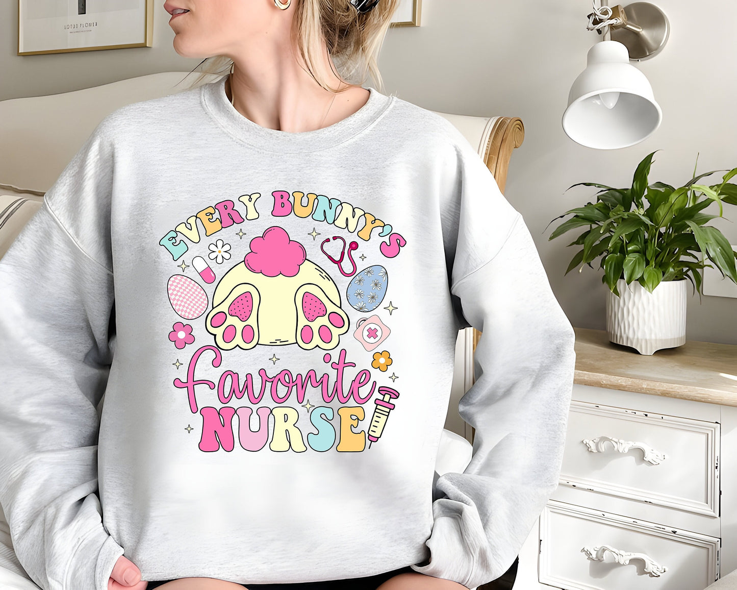 Easter Nurse Sweatshirt, Every Bunny's Favorite Nurse Comfort Colors Shirt, Easter Holiday Shirt, Cute Spring Nurse Shirt, ER Nurse