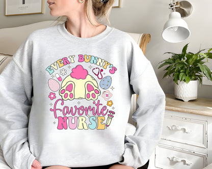 Easter Nurse Sweatshirt, Every Bunny's Favorite Nurse Comfort Colors Shirt, Easter Holiday Shirt, Cute Spring Nurse Shirt, ER Nurse