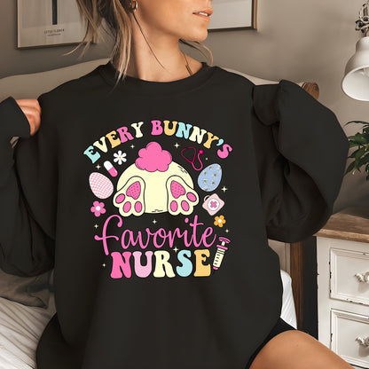 Easter Nurse Sweatshirt, Every Bunny's Favorite Nurse Comfort Colors Shirt, Easter Holiday Shirt, Cute Spring Nurse Shirt, ER Nurse