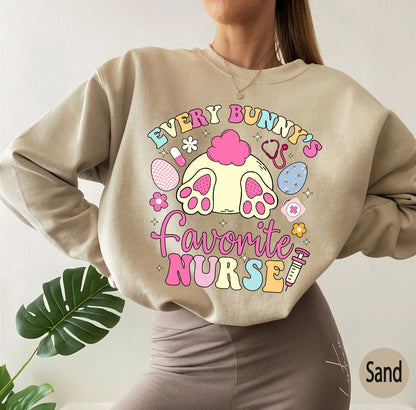 Easter Nurse Sweatshirt, Every Bunny's Favorite Nurse Comfort Colors Shirt, Easter Holiday Shirt, Cute Spring Nurse Shirt, ER Nurse