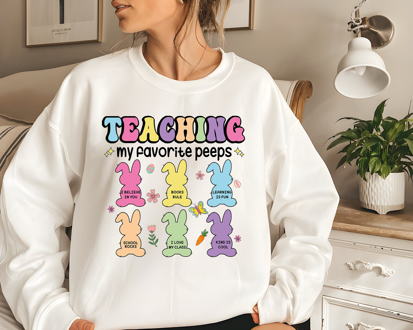 Egg-cellent Teacher Sweatshirt for Easter, Teaching My Favorite Peeps Shirt, Teachers Easter Hoodie, Gift for Teacher