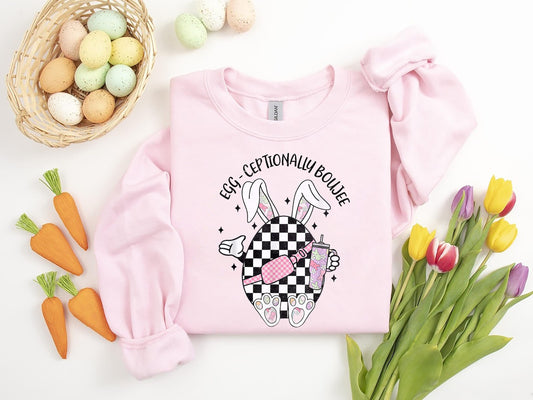 Eggceptionally Boujee Hunting Easter sweatshirt - Funny Easter Kids Shirt - Easter Day Gift - Boujee Bunny Spooky Shirt - Easter Day Shirt