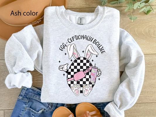Eggceptionally Boujee Hunting Easter sweatshirt - Funny Easter Kids Shirt - Easter Day Gift - Boujee Bunny Spooky Shirt - Easter Day Shirt