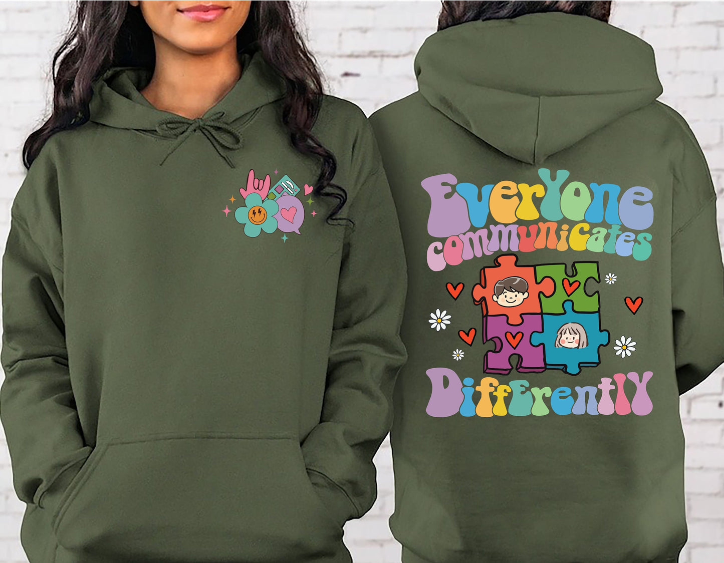 Everyone Communicates Differently hoodies,Autism Shirt,Tee,Autism Awareness Shirt,Autism Teacher Shirt,Autism Month Tee 1