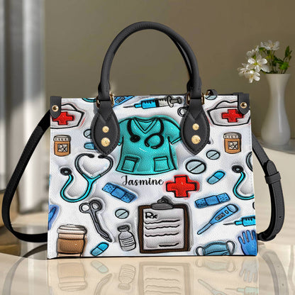 Lorva Personalized Leather Bag Puff Nurselife