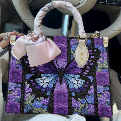 Leather Bag Purple Butterfly Dream