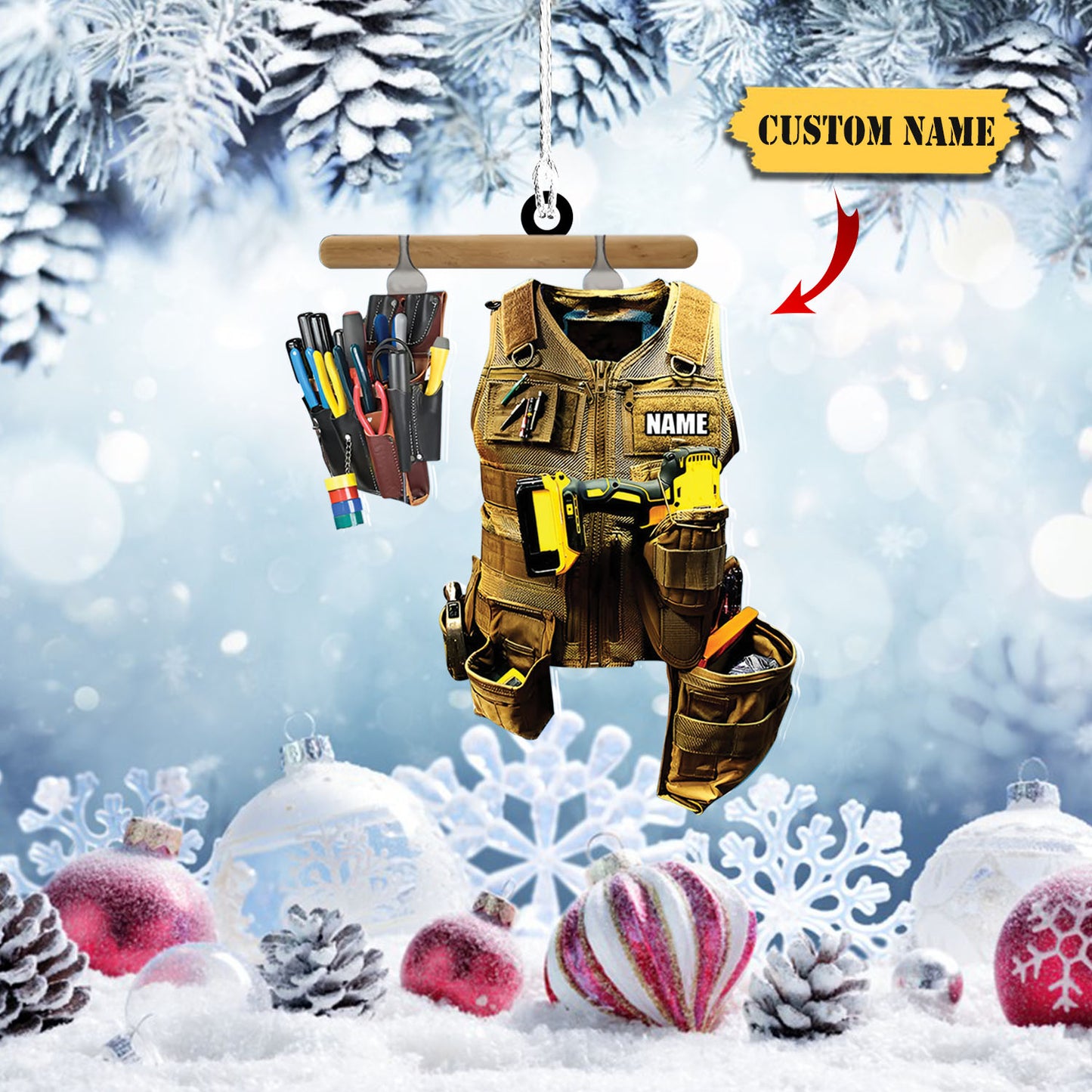 Electrician Electric - Custom Shaped Ornament, Christmas decor, Custom Christmas Ornament, Ornament Christmas, Ornament For Gift