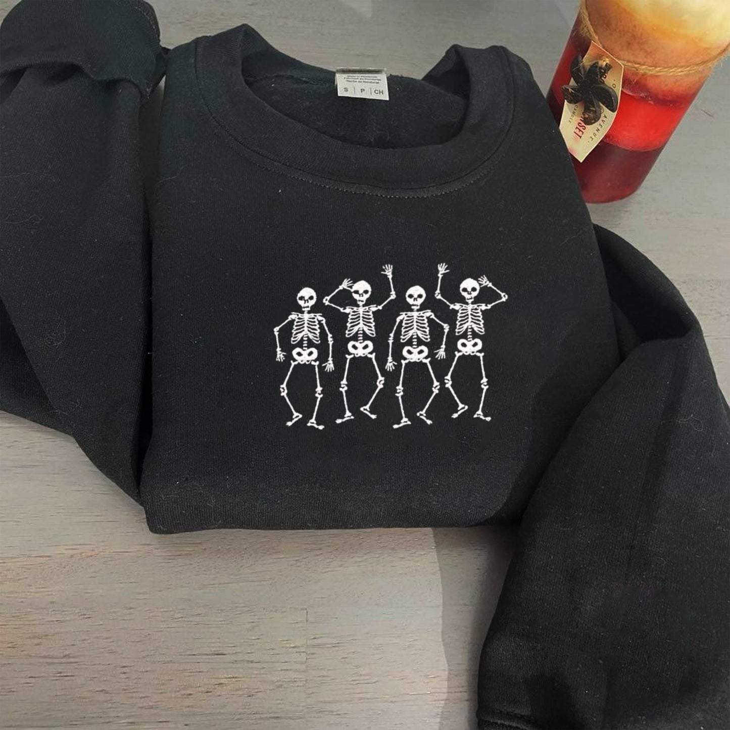 Embroidered Dancing Skeletons Sweatshirt