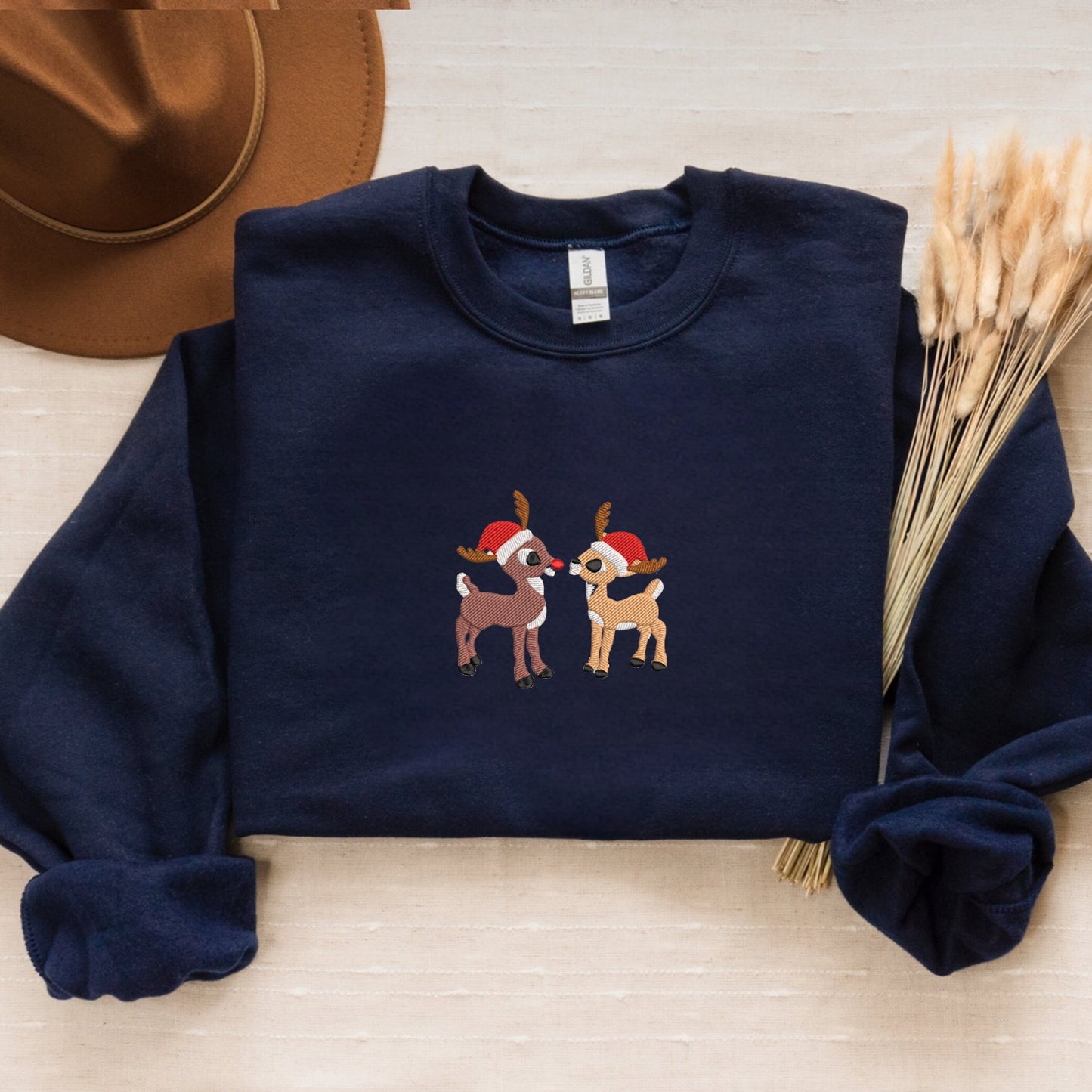 Embroidered Santa Ghost Sweatshirt, Christmas Ghost Crewneck or Hoodie