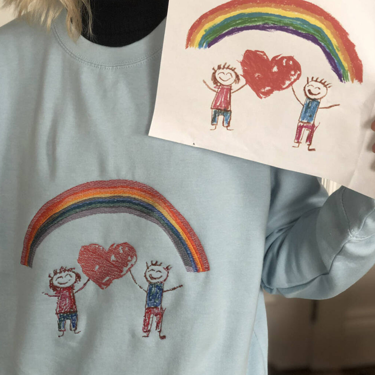 Embroidered Funtie Sweatshirt with Children Names on Sleeve