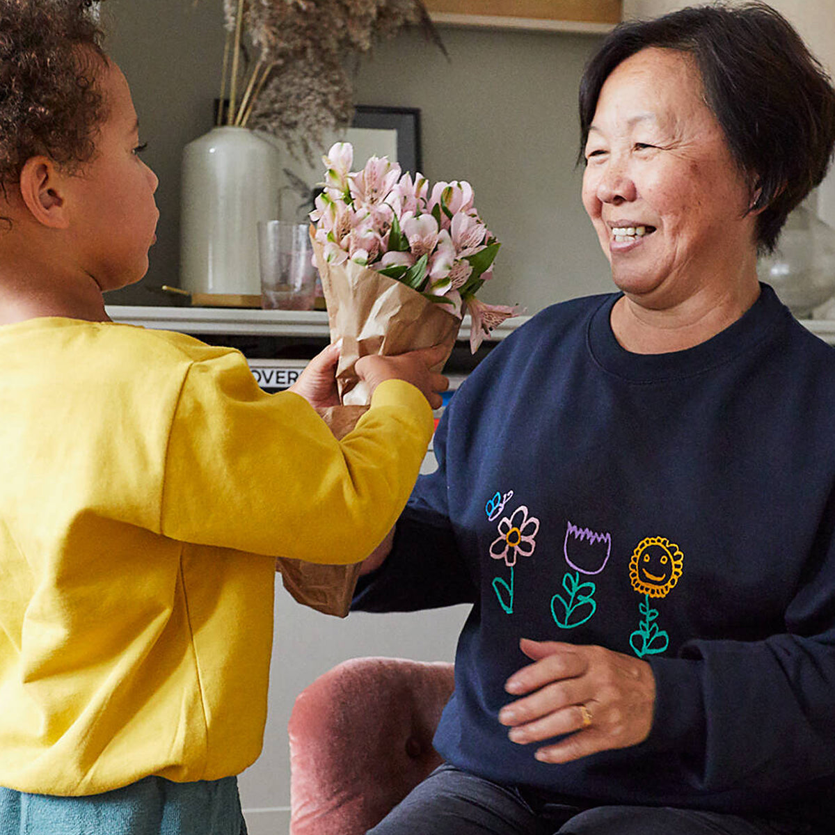 Embroidered Funtie Sweatshirt with Children Names on Sleeve