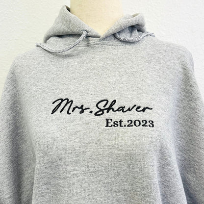 Engagement Gift for Fiance with Feyonce Sweatshirt, Est Any Year Embroidered Initials on Sleeve