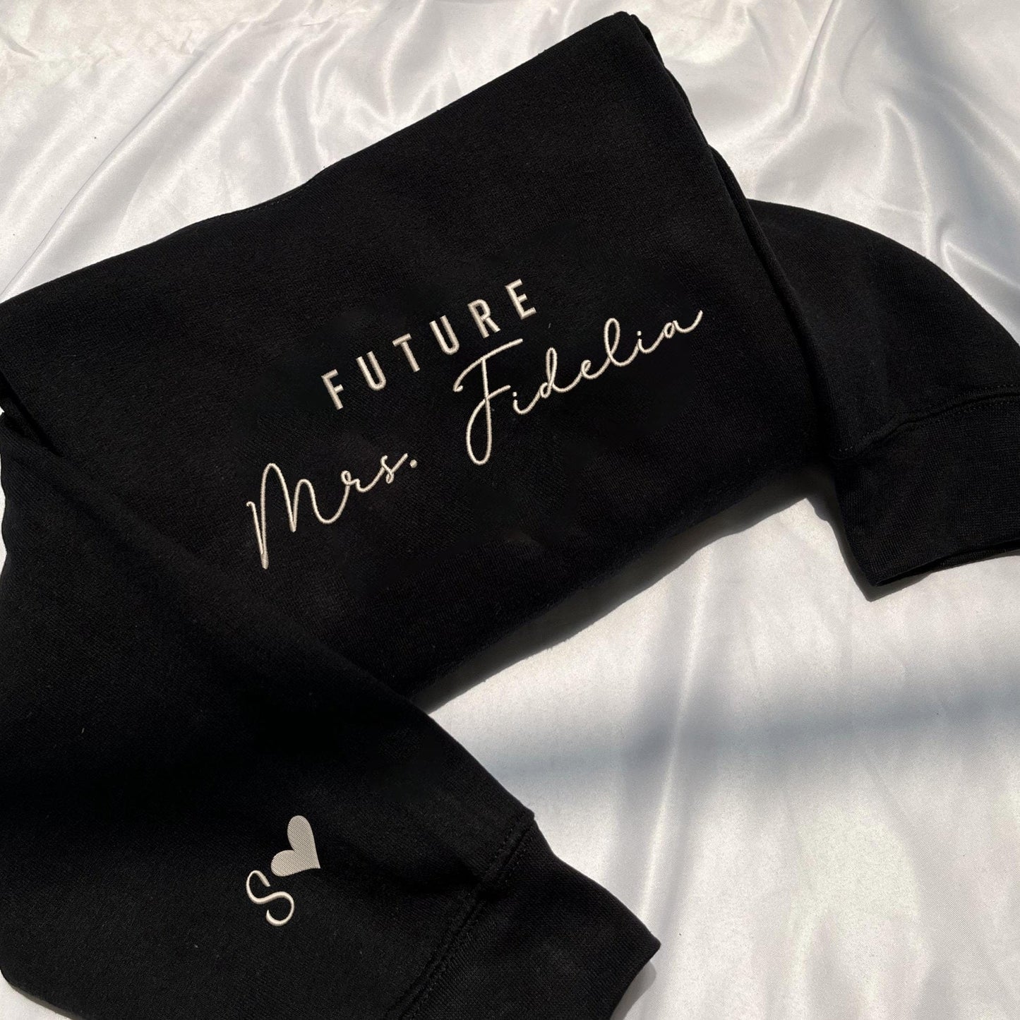 Engagement Gift for Fiance with Feyonce Sweatshirt, Est Any Year Embroidered Initials on Sleeve
