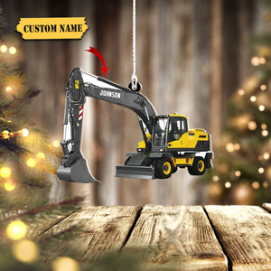 Excavator Machine Personalized Flat Ornaments, Excavator Truck Custom Christmas Ornament, Ornament Christmas, Ornament For Gift