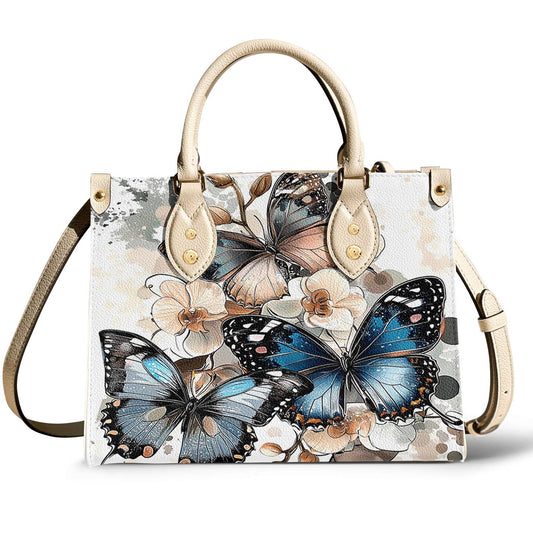 Leather Bag Charming Orchid Butterflies