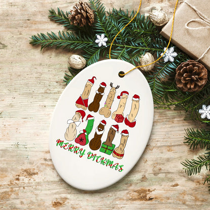 Hilarious and Dirty Merry Dickmas Christmas Ornament, Secret Santa Gift, Dark Humor Funny Mature Present