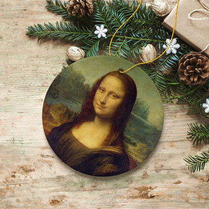 Leonardo da Vinci Mona Lisa Ceramic Ornament, Famous Painting Christmas Decoration Souvenir